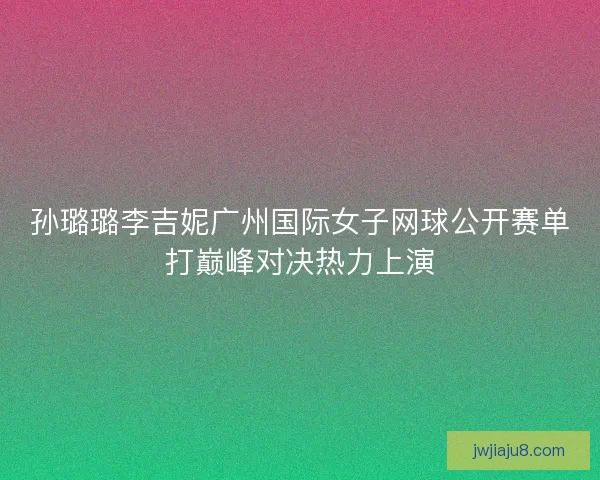 孙璐璐李吉妮广州国际女子网球公开赛单打巅峰对决热力上演